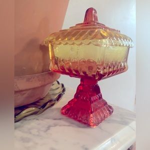 Glass dish with lid retro